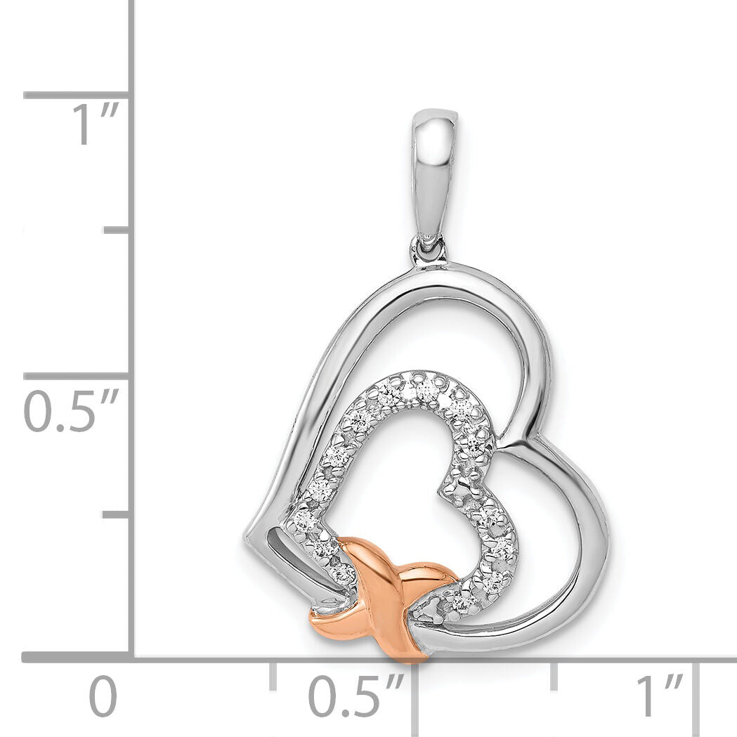 14k White and Rose Gold 1/15ct. Diamond Entwined Hearts Pendant-PM4897-008-WA