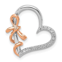 14k White and Rose Gold Diamond Polished Heart w/Bow Chain Slide-PM4898-005-WRA