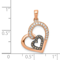 14k Rose Gold Champagne and White Diamond Hearts Pendant-PM4899-020-RA