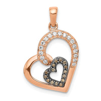14k Rose Gold Champagne and White Diamond Hearts Pendant-PM4899-020-RA