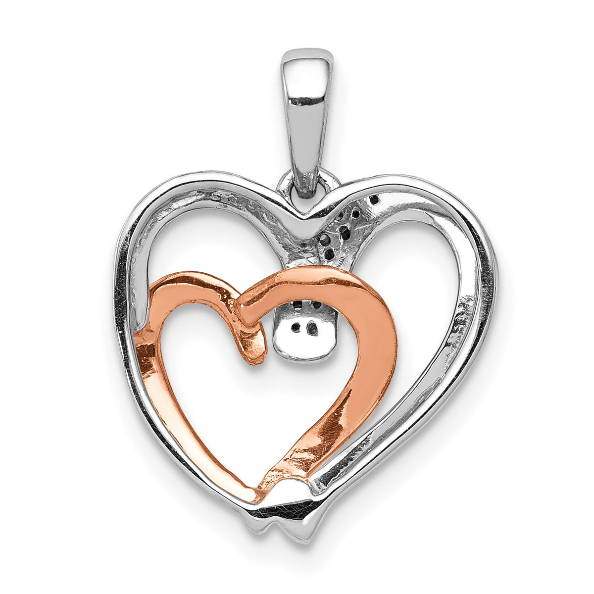 14k White and Rose Gold 1/20ct. Diamond Double Heart Pendant-PM4901-005-WRA