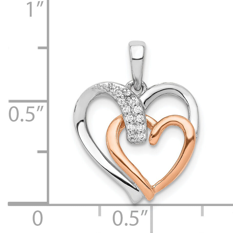 14k White and Rose Gold 1/20ct. Diamond Double Heart Pendant-PM4901-005-WRA