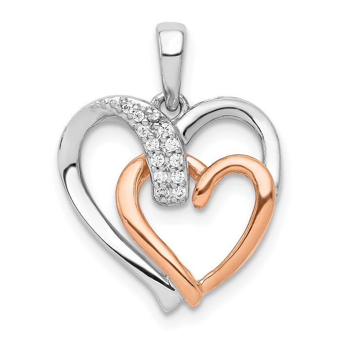 14k White and Rose Gold 1/20ct. Diamond Double Heart Pendant-PM4901-005-WRA