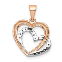 14k Rose Gold w/ Rhodium Diamond Entwined Hearts Pendant-PM4902-005-RA