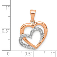 14k Rose Gold w/ Rhodium Diamond Entwined Hearts Pendant-PM4902-005-RA