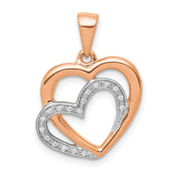 14k Rose Gold w/ Rhodium Diamond Entwined Hearts Pendant-PM4902-005-RA