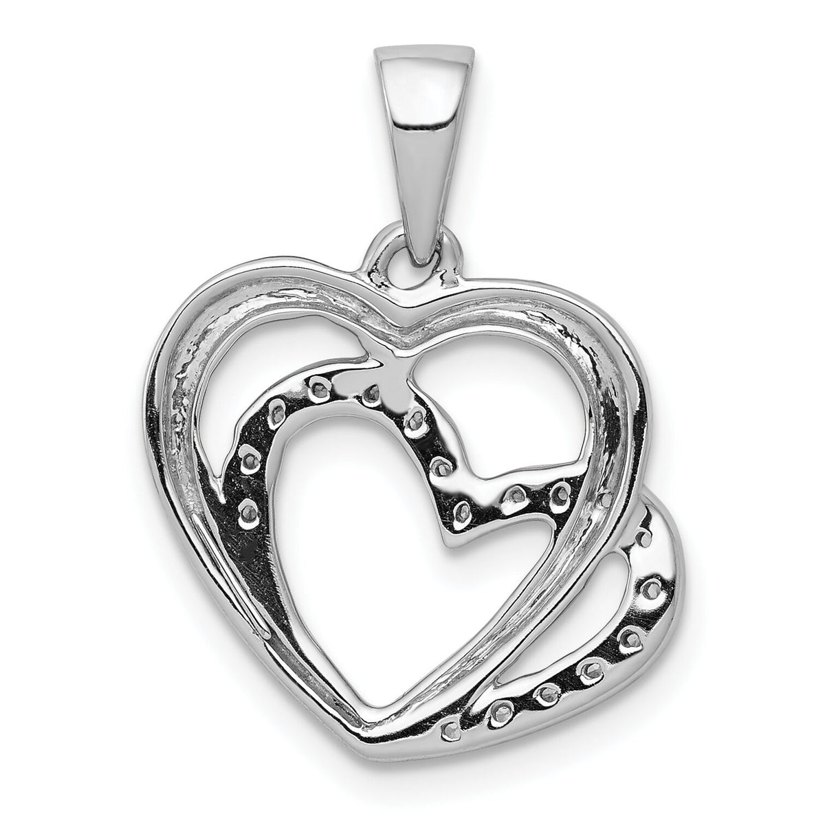 14k White Gold Diamond Entwined Hearts Pendant-PM4902-005-WA