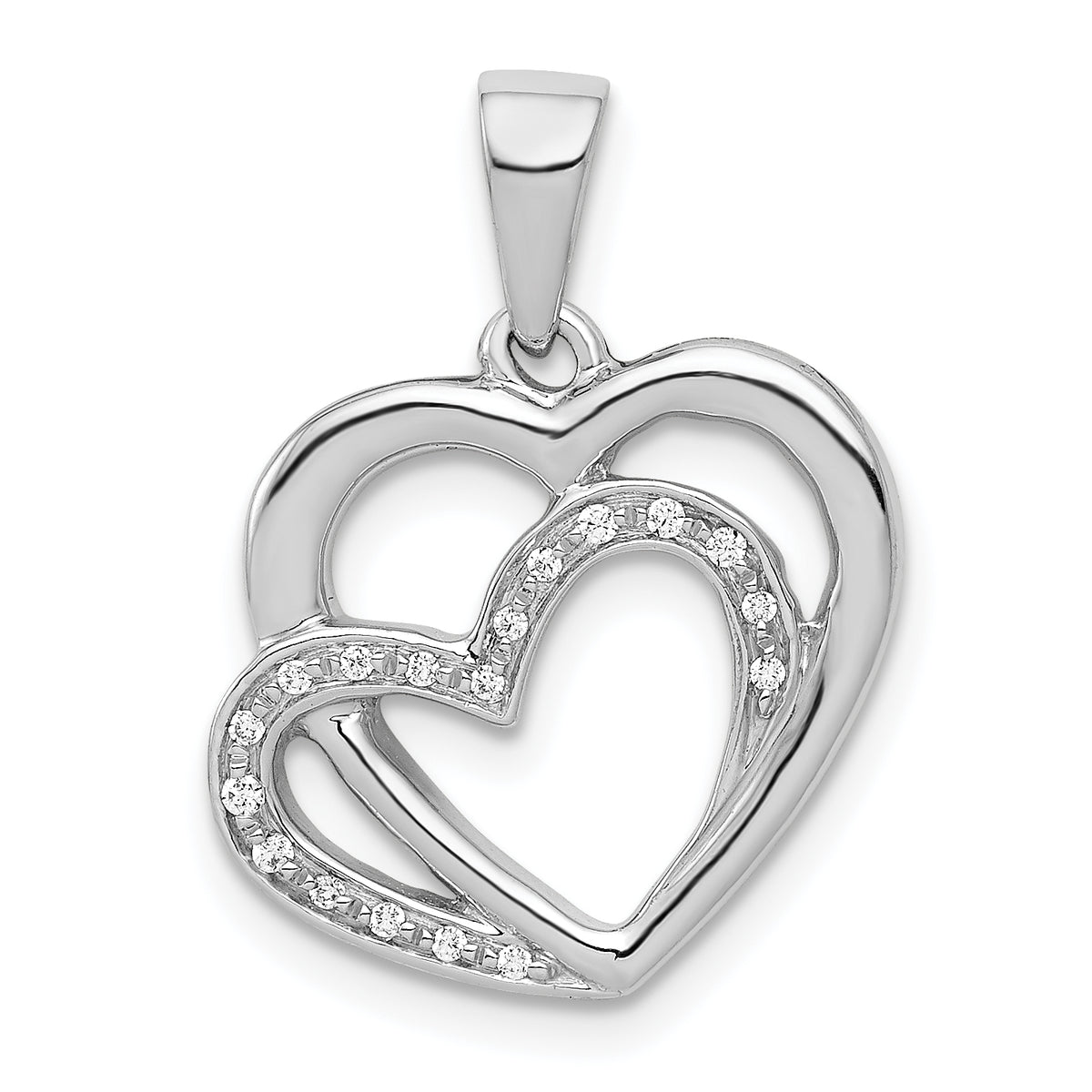 14k White Gold Diamond Entwined Hearts Pendant-PM4902-005-WA