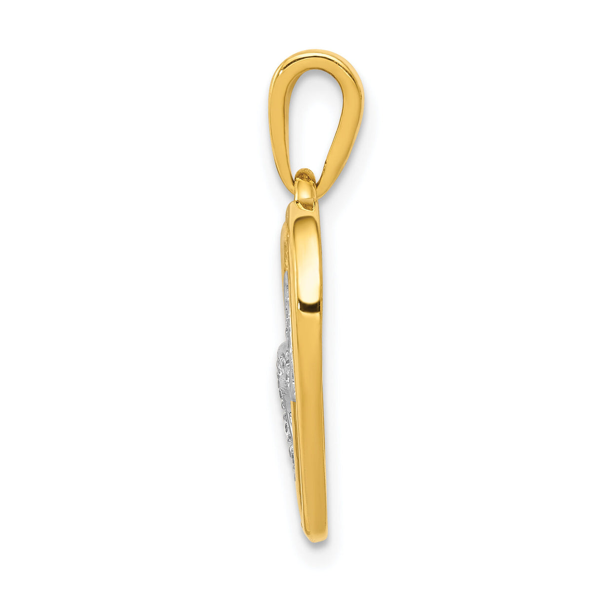14k Yellow Gold w/Rhodium Diamond Entwined Hearts Pendant-PM4902-005-YA