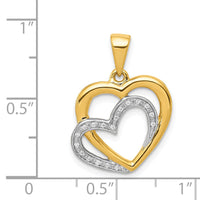 14k Yellow Gold w/Rhodium Diamond Entwined Hearts Pendant-PM4902-005-YA