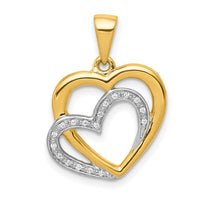 14k Yellow Gold w/Rhodium Diamond Entwined Hearts Pendant-PM4902-005-YA