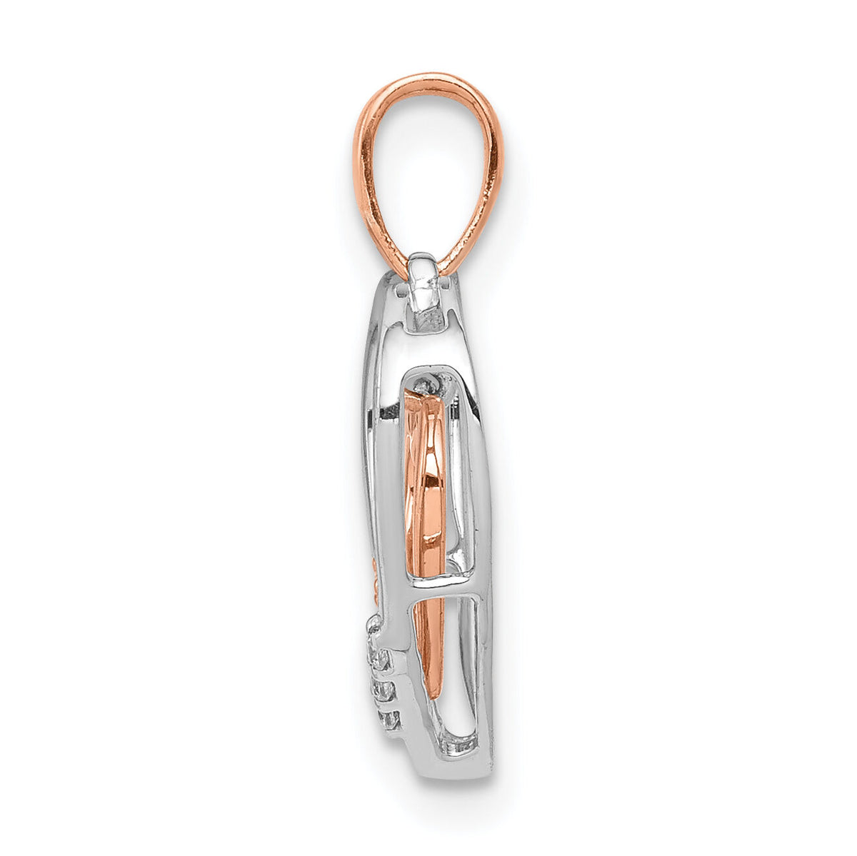 14kt White w/ Rose Gold Heart Charm Diamond Heart Pendant-PM4903-003-WRA