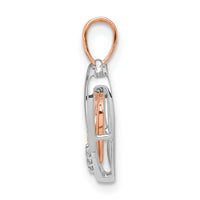 14kt White w/ Rose Gold Heart Charm Diamond Heart Pendant-PM4903-003-WRA