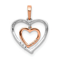 14kt White w/ Rose Gold Heart Charm Diamond Heart Pendant-PM4903-003-WRA