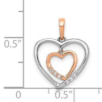 14kt White w/ Rose Gold Heart Charm Diamond Heart Pendant-PM4903-003-WRA