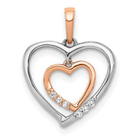 14kt White w/ Rose Gold Heart Charm Diamond Heart Pendant-PM4903-003-WRA