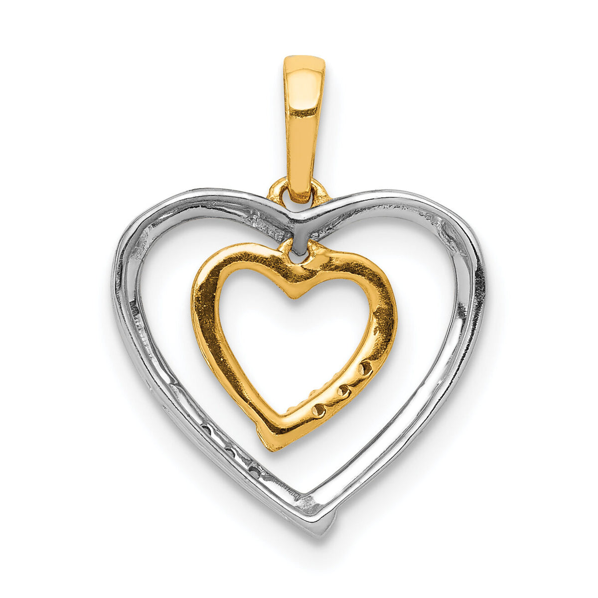 14kt Two-tone Heart Charm Diamond Heart Pendant-PM4903-003-WYA