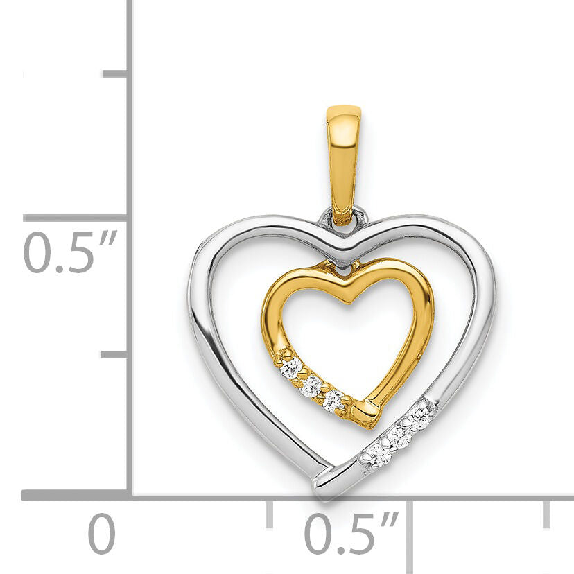 14kt Two-tone Heart Charm Diamond Heart Pendant-PM4903-003-WYA