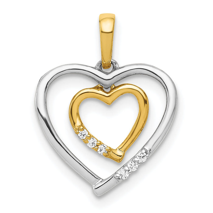 14kt Two-tone Heart Charm Diamond Heart Pendant-PM4903-003-WYA