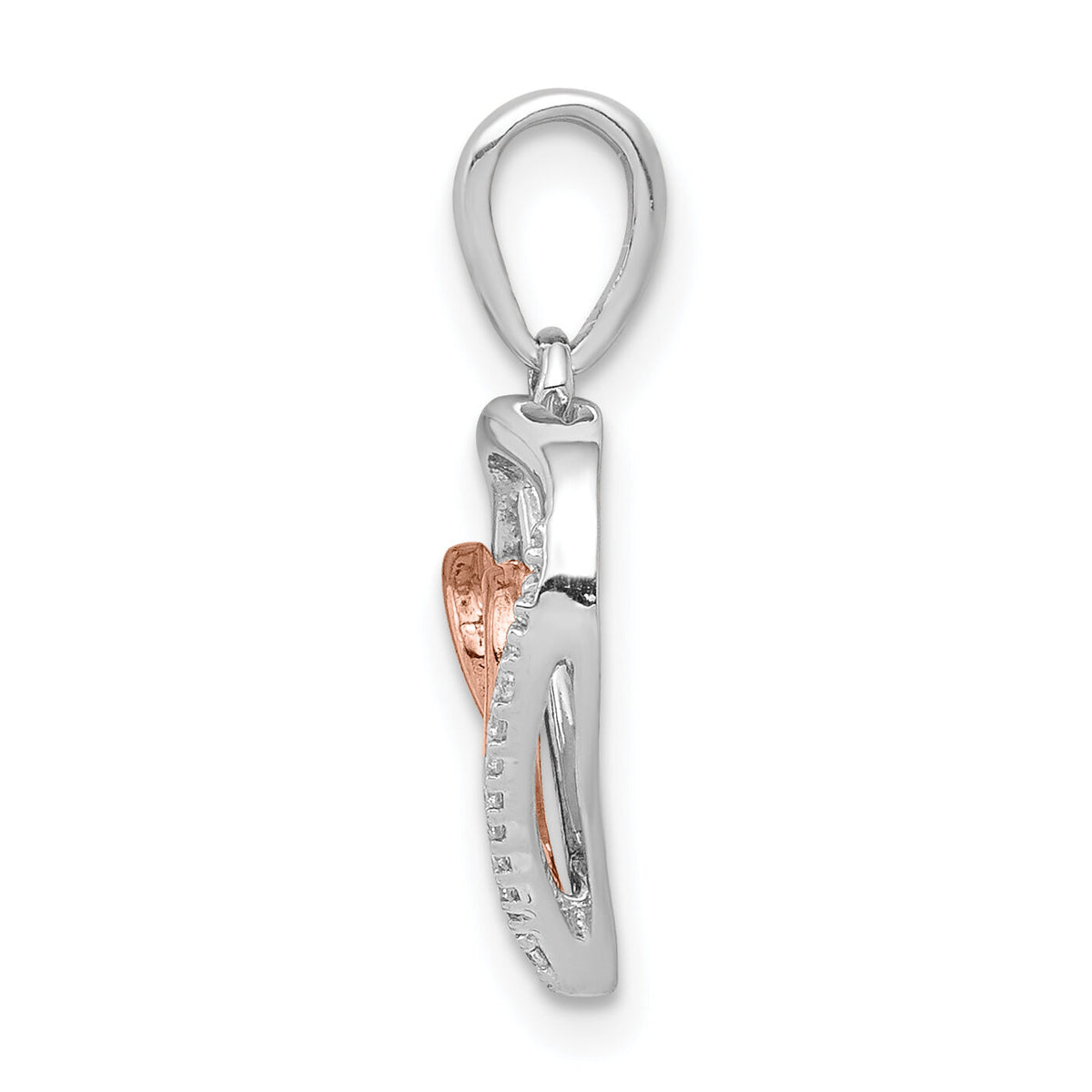 14k White and Rose Gold 1/20ct. Diamond Double Hearts Pendant-PM4904-005-WRA