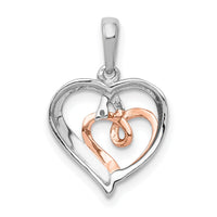 14k White and Rose Gold 1/20ct. Diamond Double Hearts Pendant-PM4904-005-WRA