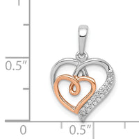 14k White and Rose Gold 1/20ct. Diamond Double Hearts Pendant-PM4904-005-WRA