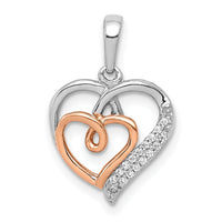 14k White and Rose Gold 1/20ct. Diamond Double Hearts Pendant-PM4904-005-WRA