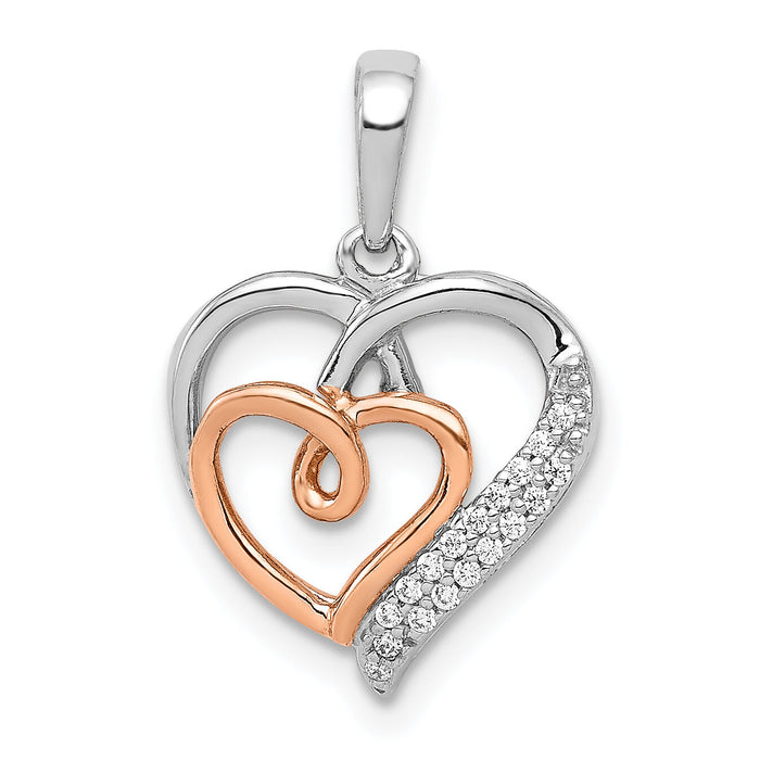 14k White and Rose Gold 1/20ct. Diamond Double Hearts Pendant-PM4904-005-WRA