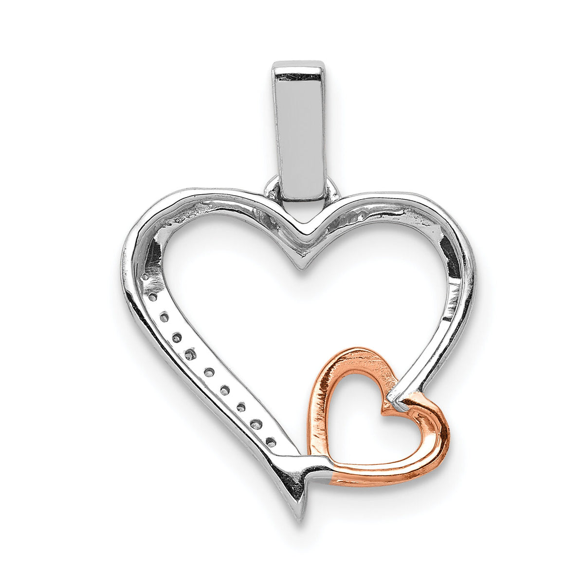 14k White and Rose Gold 1/20ct. Diamond Double Hearts Pendant-PM4905-005-WRA
