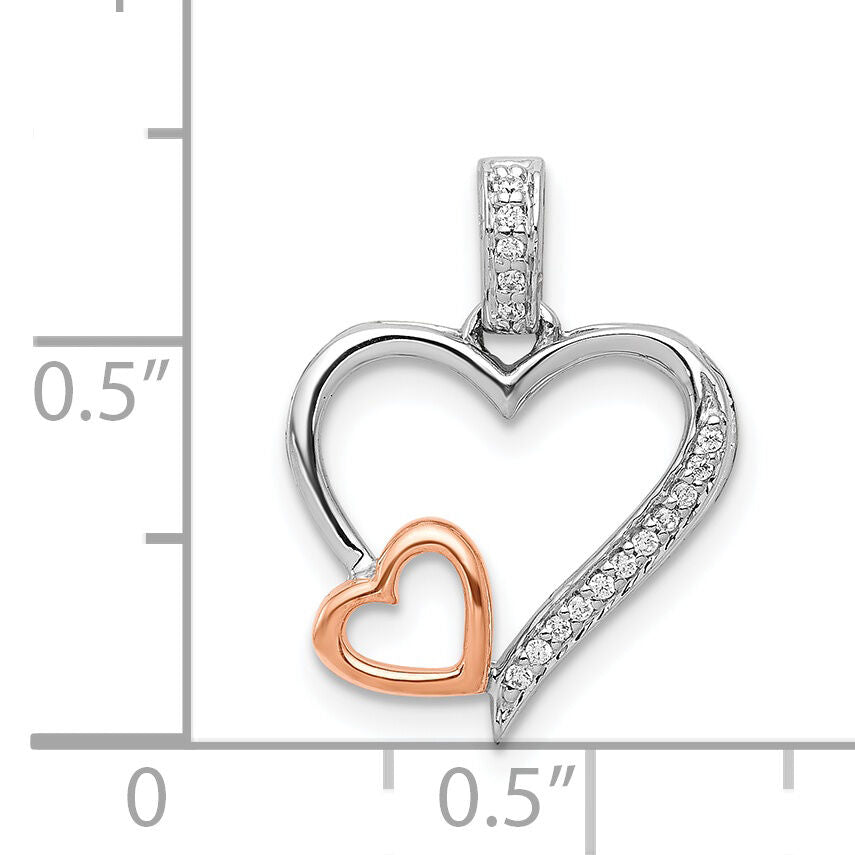 14k White and Rose Gold 1/20ct. Diamond Double Hearts Pendant-PM4905-005-WRA