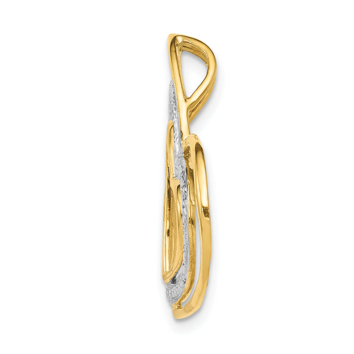 14k .01ct. Diamond and Rhodium Triple Heart Chain Slide-PM4909-001-YA