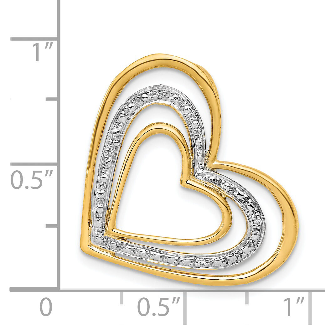14k .01ct. Diamond and Rhodium Triple Heart Chain Slide-PM4909-001-YA