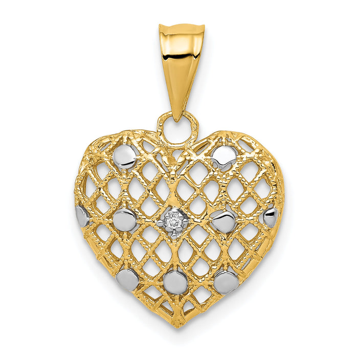 14k and White Rhodium 1/2pt Diamond Heart Pendant-PM4910-001-YA