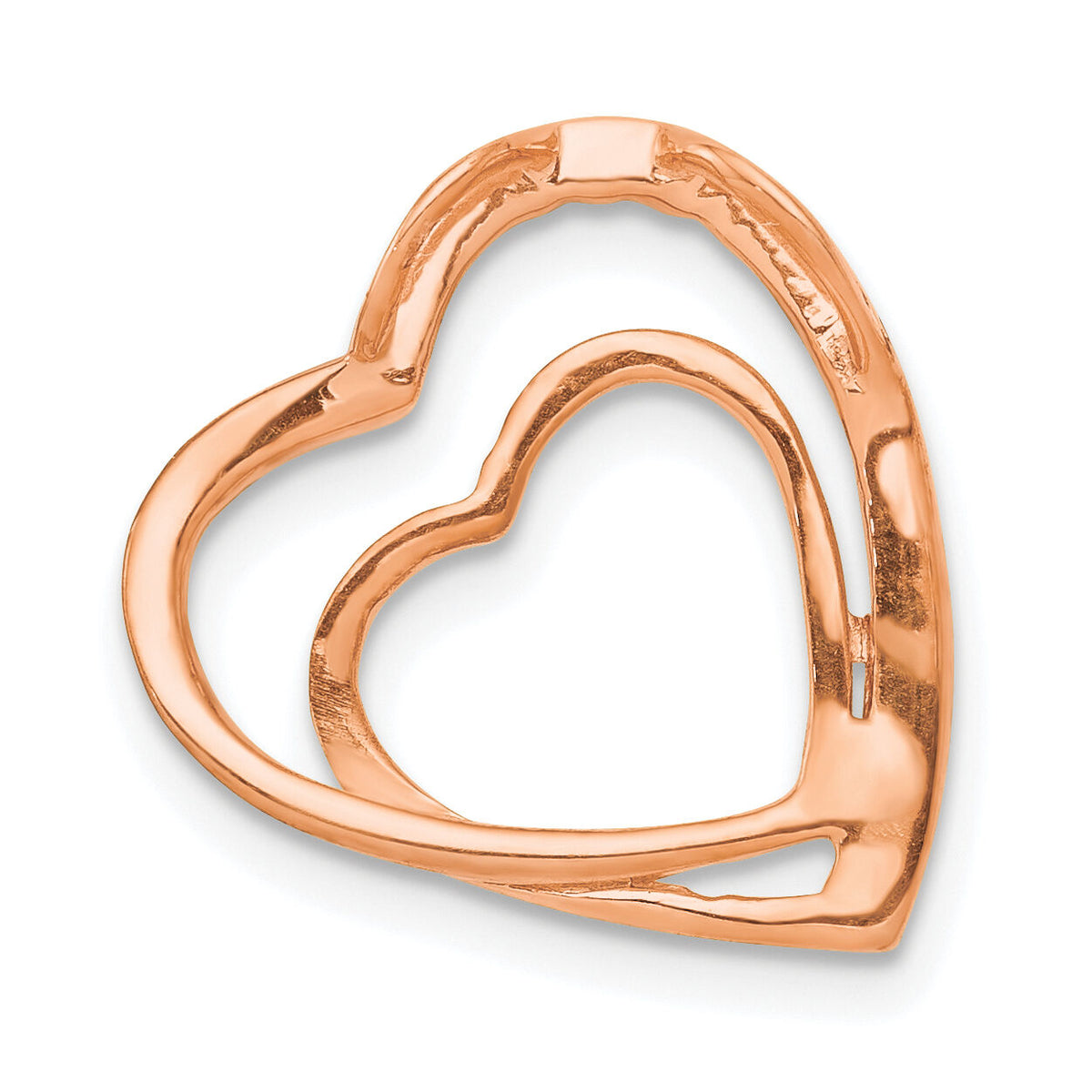 14k Rose Gold .01ct. Diamond Double Heart Chain Slide-PM4911-001-RA