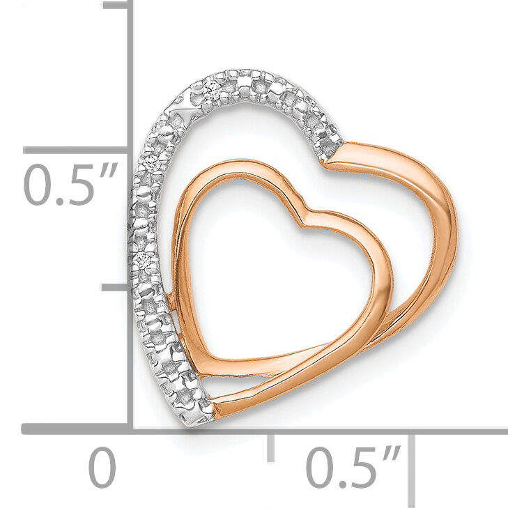 14k Rose Gold .01ct. Diamond Double Heart Chain Slide-PM4911-001-RA