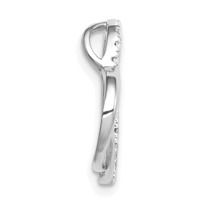 14k White Gold .01ct. Diamond Double Heart Chain Slide-PM4911-001-WA