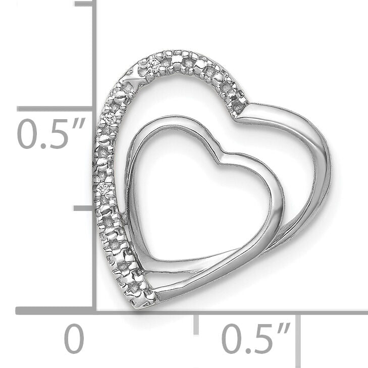 14k White Gold .01ct. Diamond Double Heart Chain Slide-PM4911-001-WA