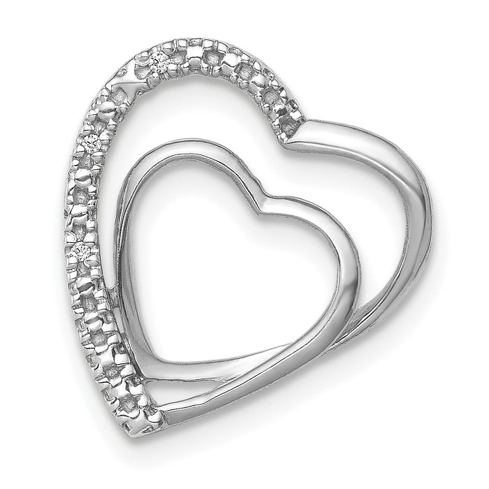 14k White Gold .01ct. Diamond Double Heart Chain Slide-PM4911-001-WA