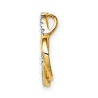 14k and Rhodium .01ct. Diamond Double Heart Chain Slide-PM4911-001-YA