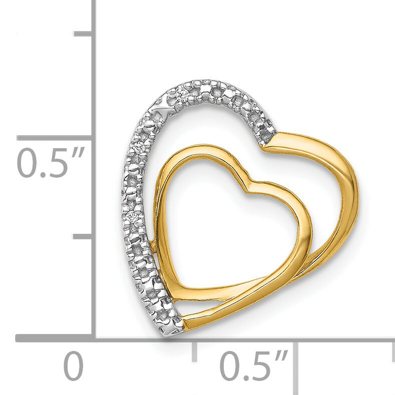 14k and Rhodium .01ct. Diamond Double Heart Chain Slide-PM4911-001-YA