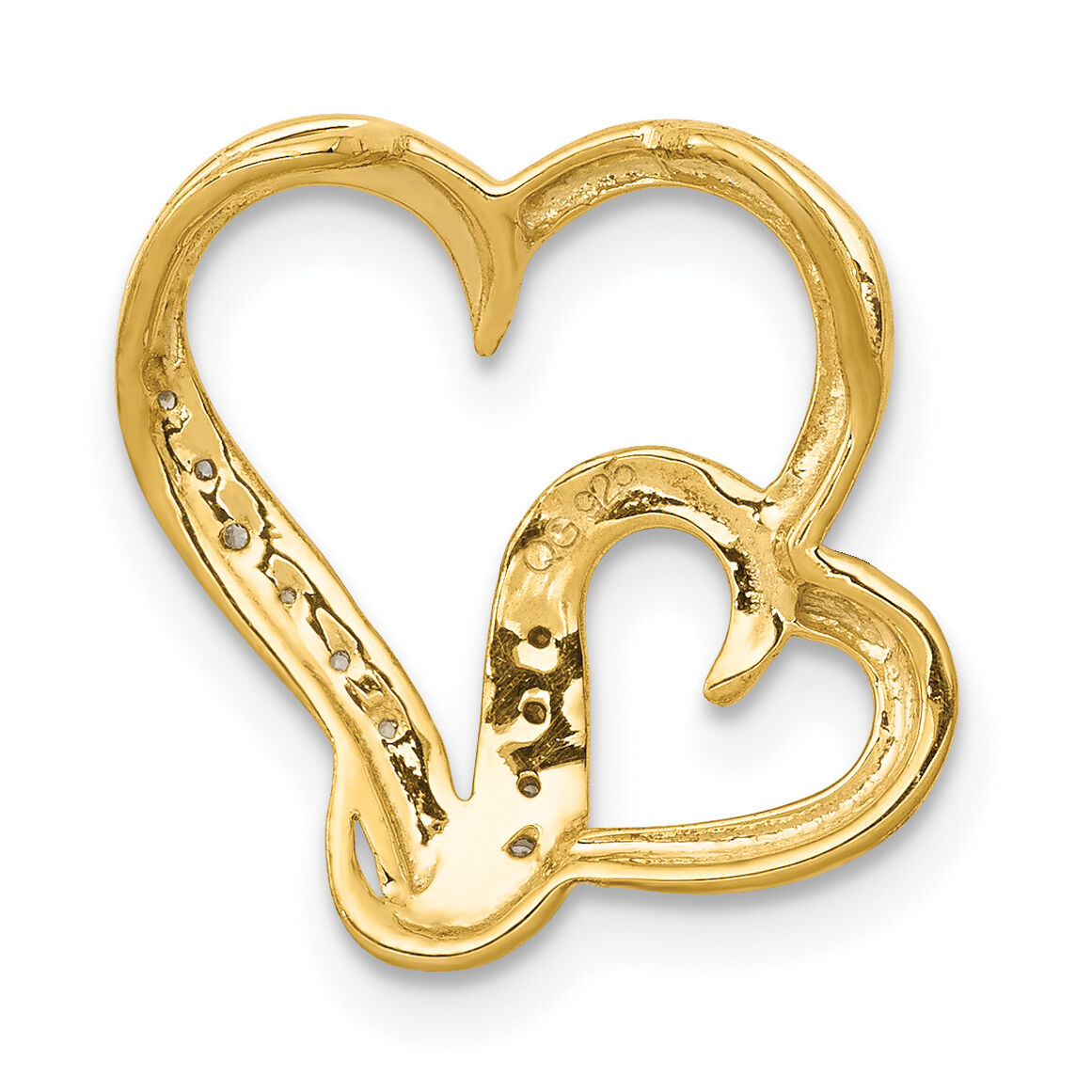 14k .03ct. Diamond Double Heart Chain Slide-PM4912-003-YA
