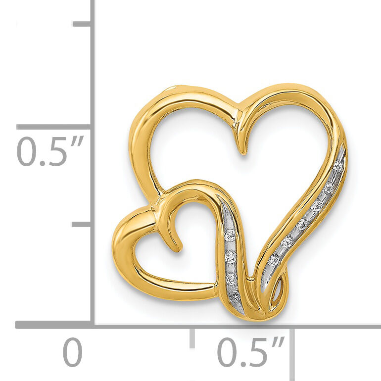 14k .03ct. Diamond Double Heart Chain Slide-PM4912-003-YA