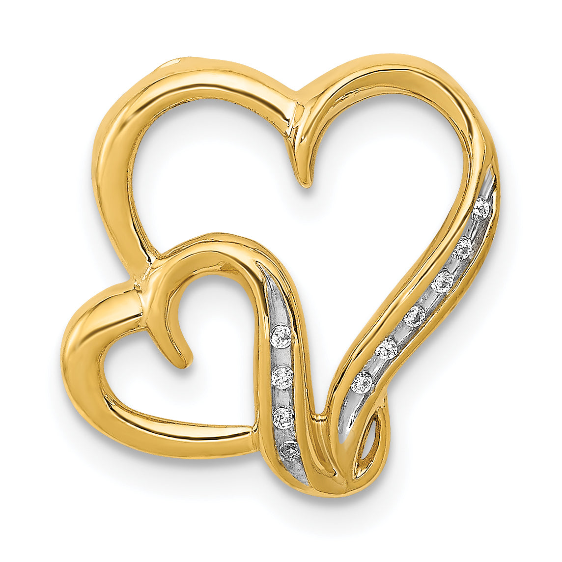 14k .03ct. Diamond Double Heart Chain Slide-PM4912-003-YA