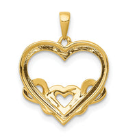14k .03ct. Diamond and Rhodium Heart w/3 Smaller Hearts Pendant-PM4913-003-YA