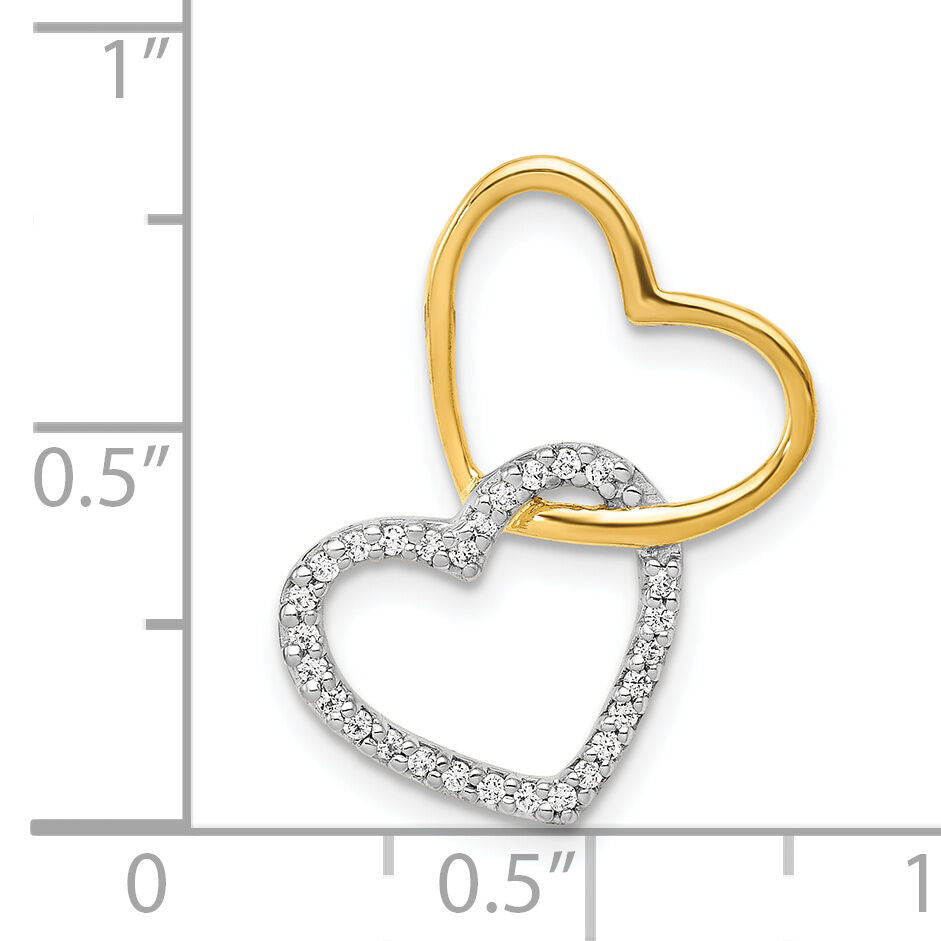 14k Two-Tone 1/10ct. Diamond Double Heart Chain Slide-PM4914-010-YWA