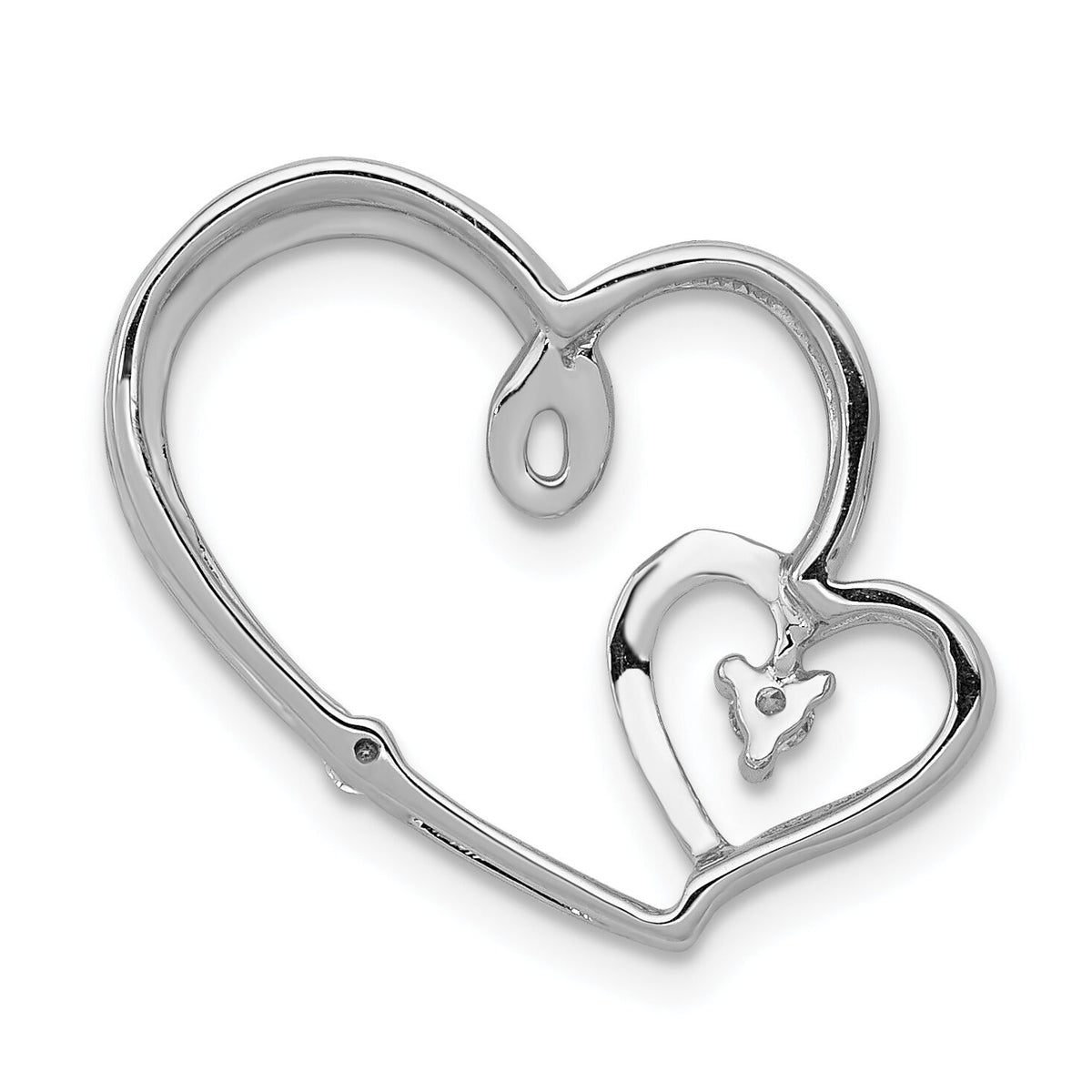 14k White Gold 1/20ct. Diamond Double Hearts Chain Slide-PM4916-004-WA