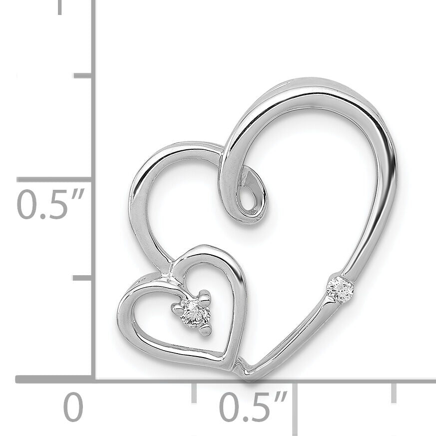 14k White Gold 1/20ct. Diamond Double Hearts Chain Slide-PM4916-004-WA