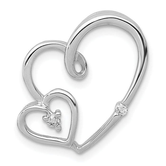 14k White Gold 1/20ct. Diamond Double Hearts Chain Slide-PM4916-004-WA