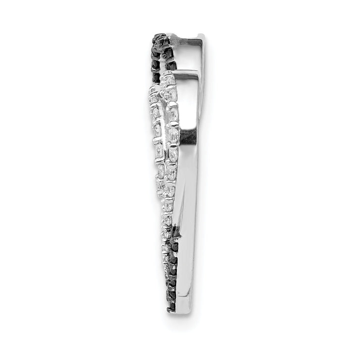 14k White Gold Black and White Diamond Entwined Heart Chain Slide-PM4919-040-WA