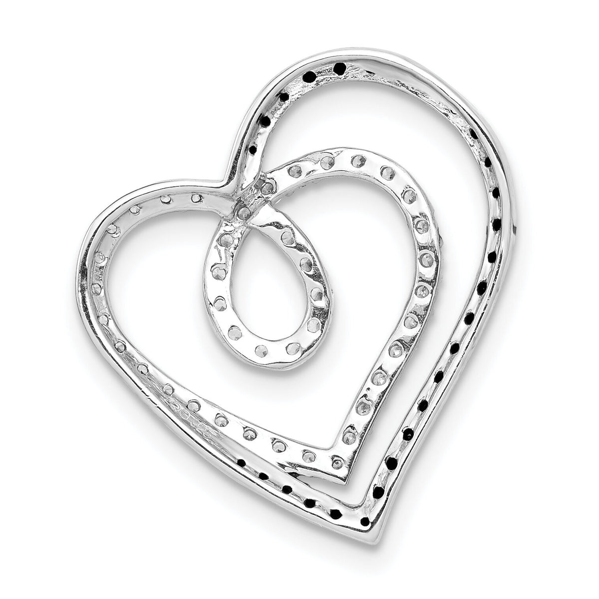 14k White Gold Black and White Diamond Entwined Heart Chain Slide-PM4919-040-WA